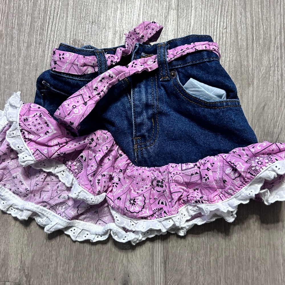 Pink and Blue Kids Denim Skirt